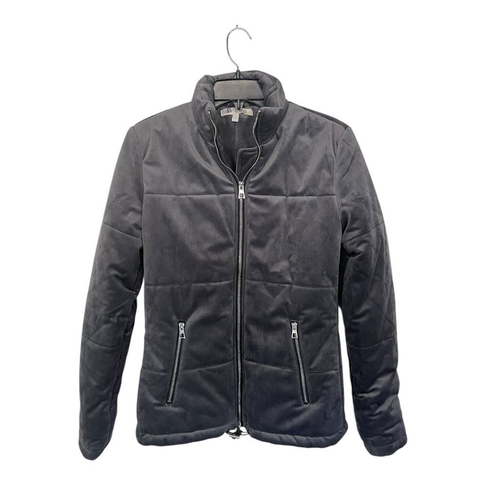 Star Crossed Lovers | Velvet Puffer Coat‎ Jacket Charcoal Gray Small